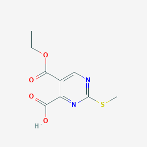 molecular formula C9H10N2O4S B13969319 5-(Ethoxycarbonyl)-2-(methylthio)pyrimidine-4-carboxylic acid 