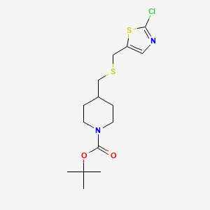 molecular formula C15H23ClN2O2S2 B13969337 4-(2-Chloro-thiazol-5-ylmethylsulfanylmethyl)-piperidine-1-carboxylic acid tert-butyl ester 