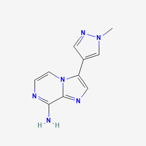 molecular formula C10H10N6 B13969453 3-(1-Methylpyrazol-4-yl)imidazo[1,2-a]pyrazin-8-amine CAS No. 887475-42-5