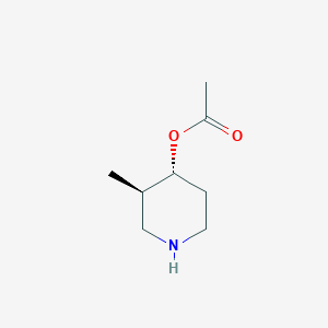 molecular formula C8H15NO2 B13969589 trans-4-(Rs)-acetoxy-3-(rs)-methyl piperidine CAS No. 373603-72-6