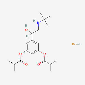 molecular formula C20H32BrNO5 B13969812 1,3-Benzenediol, 5-(2-(t-butylamino)-1-hydroxyethyl)-, isobutyrate, hydrochloride CAS No. 52223-83-3