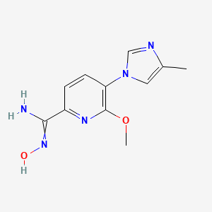 molecular formula C11H13N5O2 B13969844 N-hydroxy-6-methoxy-5-(4-methyl-1h-imidazol-1-yl)-2-pyridinecarboximidamide 