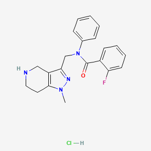 molecular formula C21H22ClFN4O B1397004 2-氟-N-[(1-甲基-4,5,6,7-四氢-1H-吡唑并[4,3-c]吡啶-3-基)甲基]-N-苯基苯甲酰胺盐酸盐 CAS No. 1354550-73-4