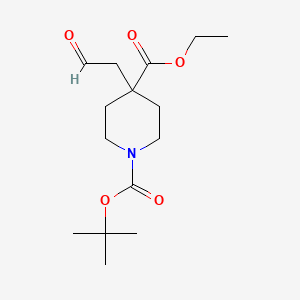 molecular formula C15H25NO5 B1397073 4-(2-Oxoethyl)-piperidine-1,4-dicarboxylic acid 1-tert-butyl ester 4-ethyl ester CAS No. 1228603-43-7