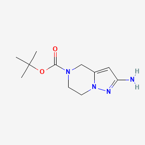 molecular formula C11H18N4O2 B1397084 叔丁基 2-氨基-6,7-二氢吡唑并[1,5-a]哒嗪-5(4H)-羧酸酯 CAS No. 1209487-56-8