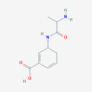 molecular formula C10H14N2O3 B13971266 3-(Alanylamino)cyclohexa-1,5-diene-1-carboxylic acid CAS No. 741203-05-4