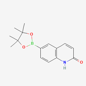 molecular formula C15H18BNO3 B1397157 6-(4,4,5,5-Tetramethyl-1,3,2-dioxaborolan-2-yl)quinolin-2(1h)-one CAS No. 1207370-28-2