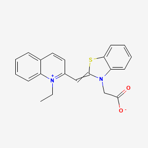 molecular formula C21H18N2O2S B13971598 2-((3-(carboxymethyl)-2(3H)-benzothiazolylidene)methyl)-1-ethylquinolinium, inner salt CAS No. 53288-83-8