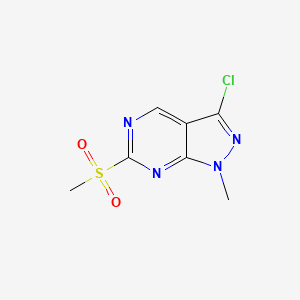 molecular formula C7H7ClN4O2S B13971610 3-chloro-6-methanesulfonyl-1-methyl-1H-pyrazolo[3,4-d]pyrimidine 