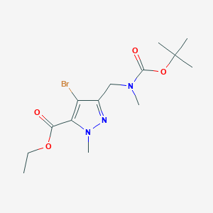 ethyl 4-bromo-3-(((tert-butoxycarbonyl)(methyl)amino)methyl)-1-methyl-1H-pyrazole-5-carboxylate