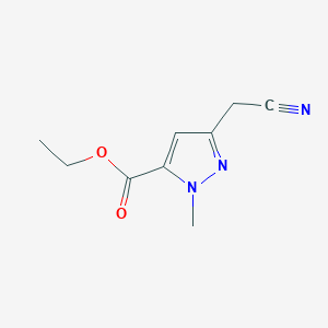 molecular formula C9H11N3O2 B13971771 Ethyl 3-(cyanomethyl)-1-methyl-1H-pyrazole-5-carboxylate 