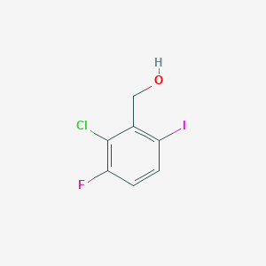 molecular formula C7H5ClFIO B13971877 2-Chloro-3-fluoro-6-iodobenzenemethanol 