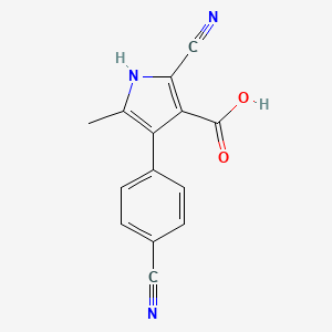 molecular formula C14H9N3O2 B13971980 1H-Pyrrole-3-carboxylic acid, 2-cyano-4-(4-cyanophenyl)-5-methyl- CAS No. 960235-12-5