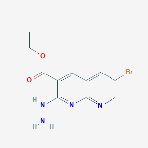 molecular formula C11H11BrN4O2 B1397229 Ethyl 6-bromo-2-hydrazinyl-1,8-naphthyridine-3-carboxylate CAS No. 1335113-09-1
