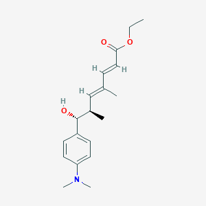 molecular formula C19H27NO3 B13972290 (2E,4E,6R,7R)-ethyl7-(4-(dimethylamino) phenyl)-7-hydroxy-4,6-dimethylhepta-2,4-dienoate 