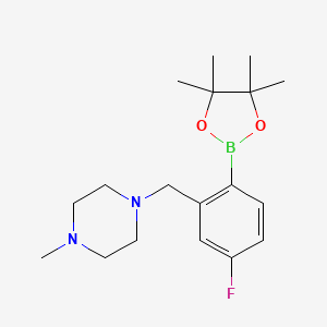 molecular formula C18H28BFN2O2 B1397234 Ester pinacolique de l'acide 4-fluoro-2-[(4-méthyl-1-pipérazinyl)méthyl]phénylboronique CAS No. 2096340-29-1