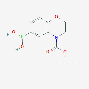 molecular formula C13H18BNO5 B1397247 (4-(tert-Butoxycarbonyl)-3,4-dihydro-2H-benzo[b][1,4]oxazin-6-yl)boronic acid CAS No. 2096340-12-2