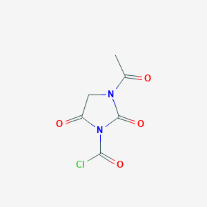 molecular formula C6H5ClN2O4 B13972499 3-Acetyl-2,5-dioxoimidazolidine-1-carbonyl chloride CAS No. 68471-53-4