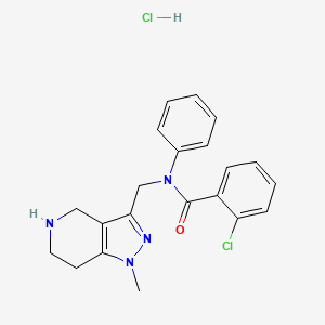 molecular formula C21H22Cl2N4O B1397270 2-chloro-N-[(1-methyl-4,5,6,7-tetrahydro-1H-pyrazolo[4,3-c]pyridin-3-yl)methyl]-N-phenylbenzamide hydrochloride CAS No. 1354550-72-3