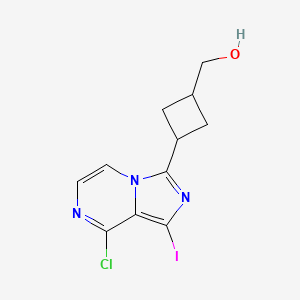 molecular formula C11H11ClIN3O B13972827 3-(8-Chloro-1-iodoimidazo[1,5-a]pyrazin-3-yl)cyclobutanemethanol CAS No. 867165-45-5