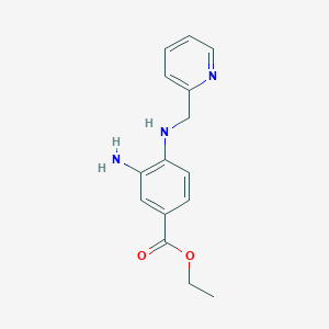 molecular formula C15H17N3O2 B1397289 Ethyl 3-amino-4-[(2-pyridinylmethyl)amino]benzoate CAS No. 1220035-82-4