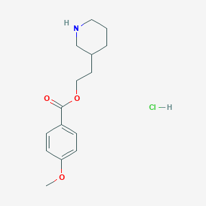 molecular formula C15H22ClNO3 B1397296 2-(3-Piperidinyl)ethyl 4-methoxybenzoate hydrochloride CAS No. 1220021-24-8
