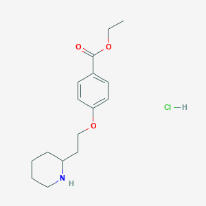 molecular formula C16H24ClNO3 B1397323 Ethyl 4-[2-(2-piperidinyl)ethoxy]benzoate hydrochloride CAS No. 1219964-52-9