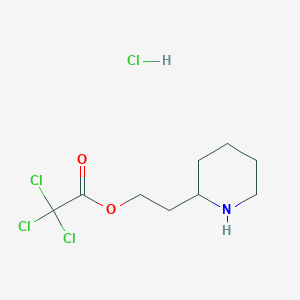 molecular formula C9H15Cl4NO2 B1397339 2-(2-哌啶基)乙基 2,2,2-三氯乙酸盐酸盐 CAS No. 1220031-87-7