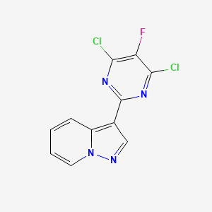 molecular formula C11H5Cl2FN4 B13973474 3-(4,6-Dichloro-5-fluoro-2-pyrimidinyl)pyrazolo[1,5-a]pyridine 