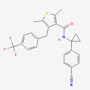 molecular formula C25H21F3N2OS B13973535 N-[1-(4-cyanophenyl)cyclopropyl]-2,5-dimethyl-4-[4-(trifluoromethyl)benzyl]thiophene-3-carboxamide CAS No. 1014645-79-4