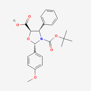 molecular formula C22H25NO6 B13973565 (2S,4S,5R)-3-Boc-2-(4-methoxyphenyl)-4-phenyloxazolidine-5-carboxylic Acid 