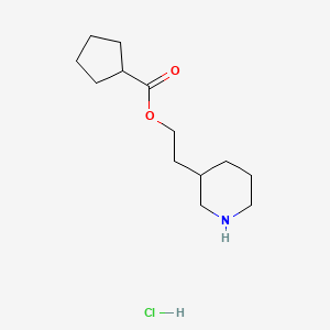 molecular formula C13H24ClNO2 B1397366 2-(3-哌啶基)乙基环戊烷甲酸盐酸盐 CAS No. 1219980-89-8