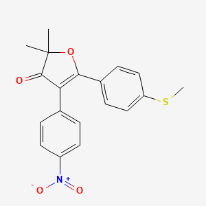 molecular formula C19H17NO4S B13973893 2,2-dimethyl-5-(4-(methylthio)phenyl)-4-(4-nitrophenyl)furan-3(2H)-one 