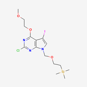 molecular formula C15H23ClIN3O3Si B13973976 2-[[2-Chloro-5-iodo-4-(2-methoxyethoxy)pyrrolo[2,3-d]pyrimidin-7-yl]methoxy]ethyl-trimethylsilane 