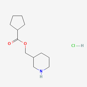 molecular formula C12H22ClNO2 B1397399 3-哌啶基甲基环戊烷甲酸盐盐酸盐 CAS No. 1220021-05-5