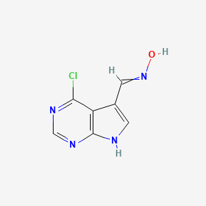 molecular formula C7H5ClN4O B13974096 N-[(4-chloro-7H-pyrrolo[2,3-d]pyrimidin-5-yl)methylidene]hydroxylamine CAS No. 908287-23-0