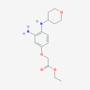 molecular formula C15H22N2O4 B13974191 Ethyl 2-(3-amino-4-((tetrahydro-2H-pyran-4-yl)amino)phenoxy)acetate 