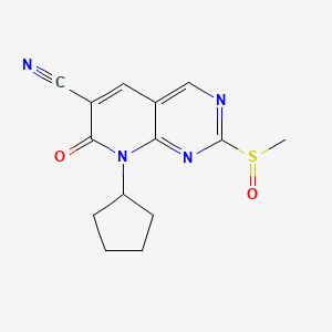 molecular formula C14H14N4O2S B13974212 8-Cyclopentyl-2-(methylsulfinyl)-7-oxo-7,8-dihydropyrido[2,3-d]pyrimidine-6-carbonitrile 