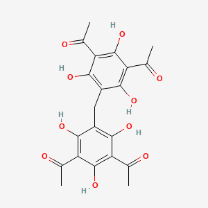 molecular formula C21H20O10 B13974369 1,1',1'',1'''-[Methylenebis(2,4,6-trihydroxy-5,1,3-benzenetriyl)]tetrakis-ethanone CAS No. 58316-48-6