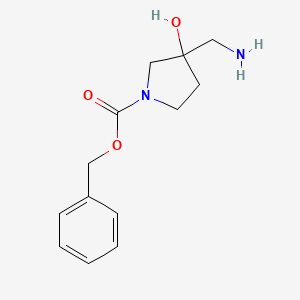 molecular formula C13H18N2O3 B1397438 1-Cbz-3-aminomethyl-3-hydroxypyrrolidine CAS No. 872715-55-4