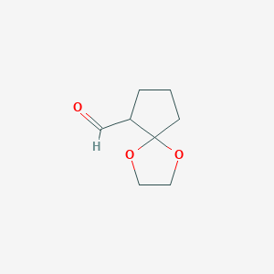 molecular formula C8H12O3 B13974478 1,4-Dioxaspiro[4.4]nonane-6-carbaldehyde CAS No. 66522-88-1