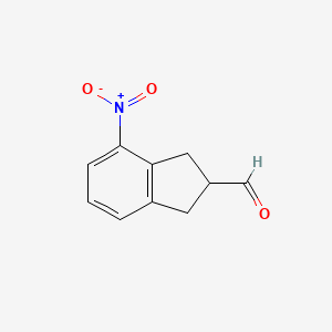 molecular formula C10H9NO3 B13974492 4-nitro-2,3-dihydro-1H-indene-2-carbaldehyde 