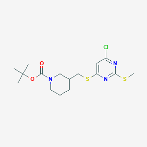 3-(6-Chloro-2-methylsulfanyl-pyrimidin-4-ylsulfanylmethyl)-piperidine-1-carboxylic acid tert-butyl ester