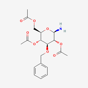 molecular formula C19H25NO8 B1397466 (2R,3r,4s,5r,6r)-2-(乙酰氧基甲基)-6-氨基-4-(苄氧基)四氢-2h-吡喃-3,5-二基二乙酸酯 CAS No. 1025019-40-2