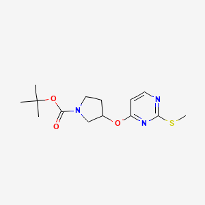 molecular formula C14H21N3O3S B13974751 tert-Butyl 3-((2-(methylthio)pyrimidin-4-yl)oxy)pyrrolidine-1-carboxylate 