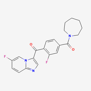 1-(3-Fluoro-4-{6-fluoroimidazo[1,2-a]pyridine-3-carbonyl}benzoyl)azepane