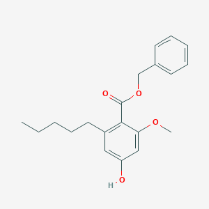 molecular formula C20H24O4 B13974901 Benzoic acid, 4-hydroxy-2-methoxy-6-pentyl-, phenylmethyl ester CAS No. 53530-23-7