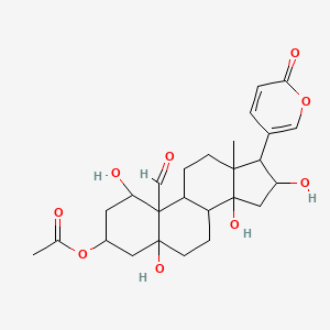 molecular formula C26H34O9 B13975067 3-(Acetyloxy)-1,5,14,16-tetrahydroxy-19-oxobufa-20,22-dienolide CAS No. 36405-85-3