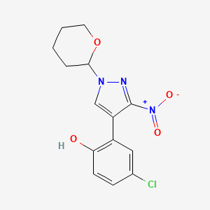 4-chloro-2-[3-nitro-1-(tetrahydro-2H-pyran-2-yl)-1H-pyrazol-4-yl]phenol