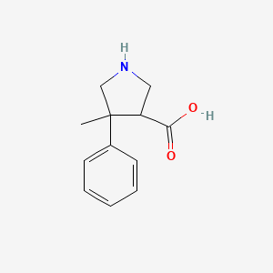 molecular formula C12H15NO2 B13975120 4-Methyl-4-phenylpyrrolidine-3-carboxylic acid 